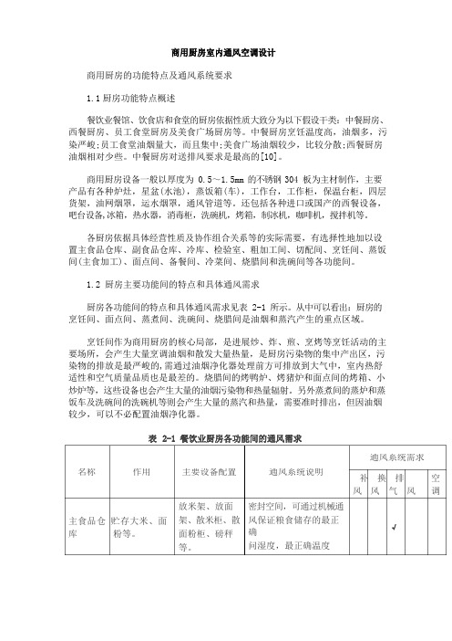 商用厨房室内通风空调设计