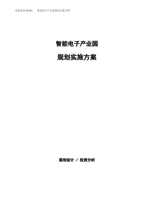 智能电子产业园规划实施方案