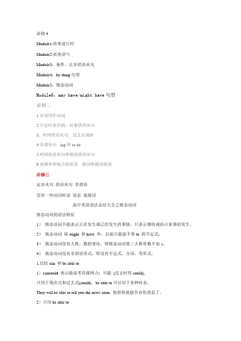 必修1-4语法 -情态动词、被动语态、直接引语