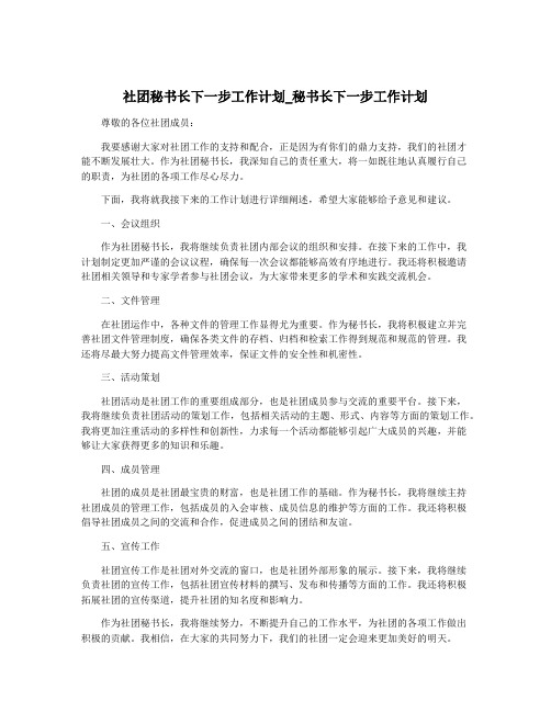 社团秘书长下一步工作计划_秘书长下一步工作计划