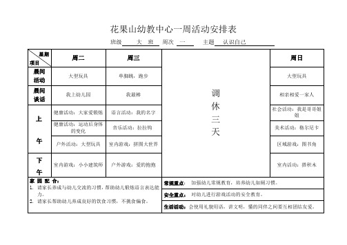 大班周计划表