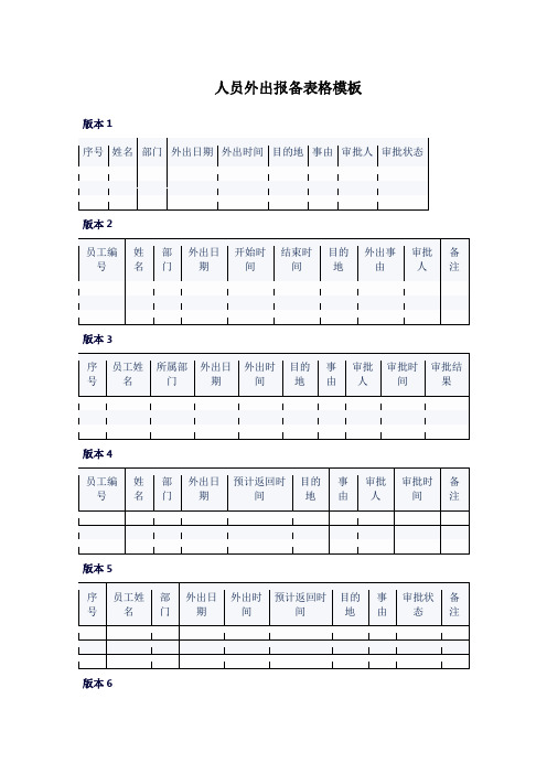 人员外出报备表格模板