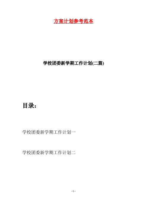 学校团委新学期工作计划(二篇)