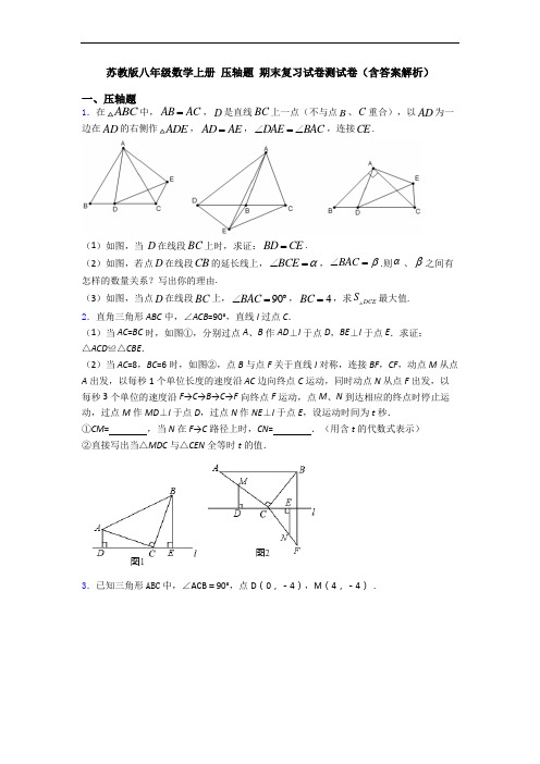 苏教版八年级数学上册 压轴题 期末复习试卷测试卷(含答案解析)