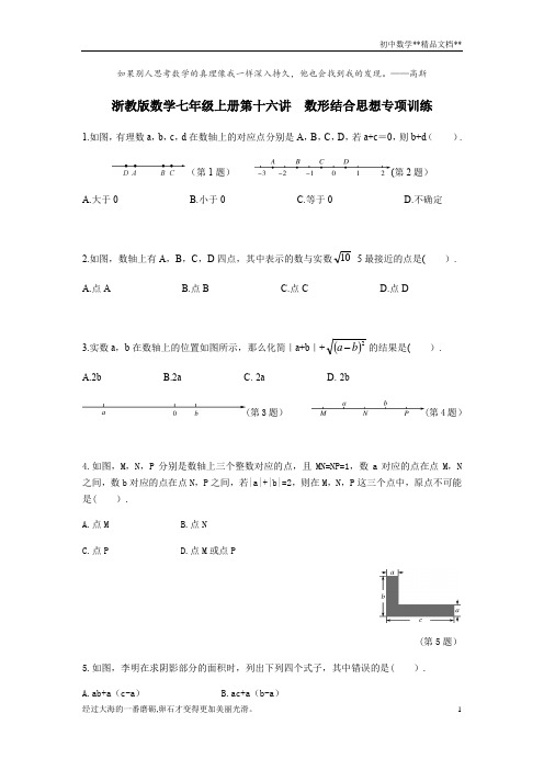 浙教版数学七年级上册第十六讲  数形结合思想 专项训练