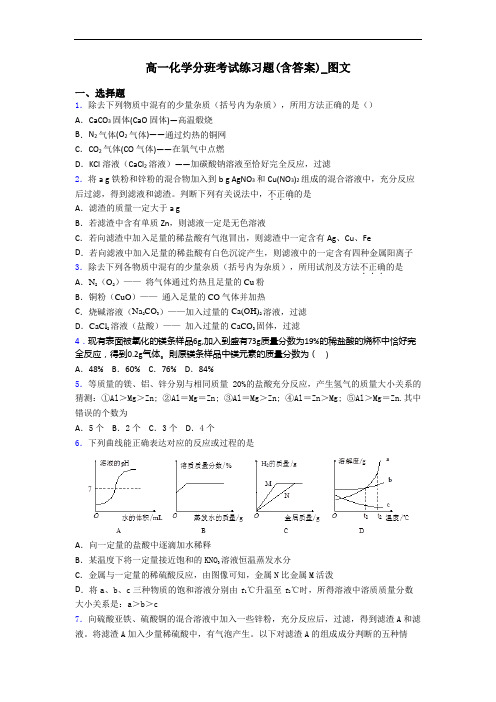 高一化学分班考试练习题(含答案)_图文