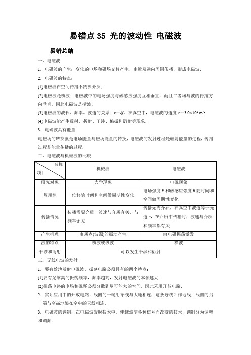 新高考物理考试易错题易错点35光的波动性电磁波