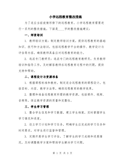 小学远程教育整改措施