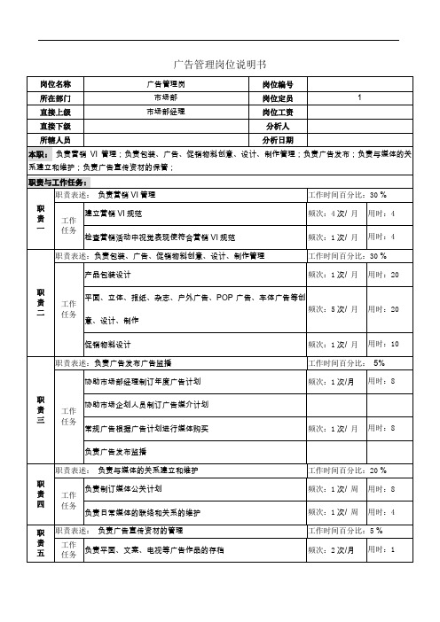 广告管理岗位说明书.doc