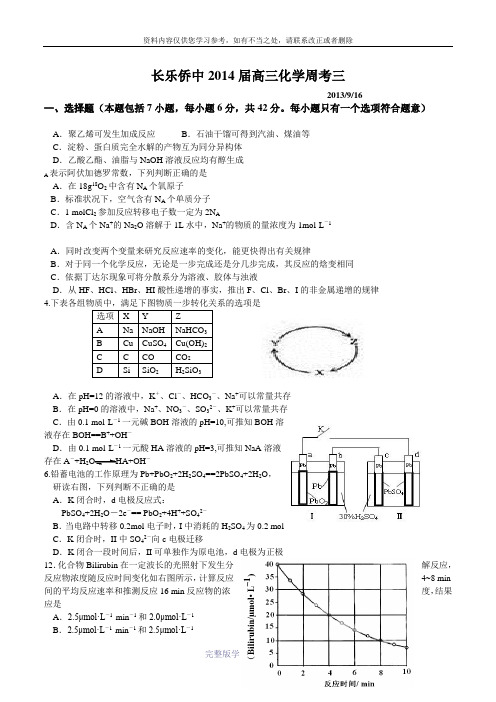 2013年高考理综化学福建卷