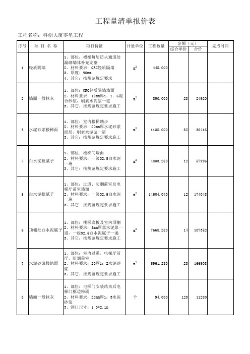 工程量清单报价表