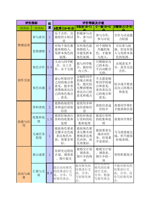 过程性评价量规