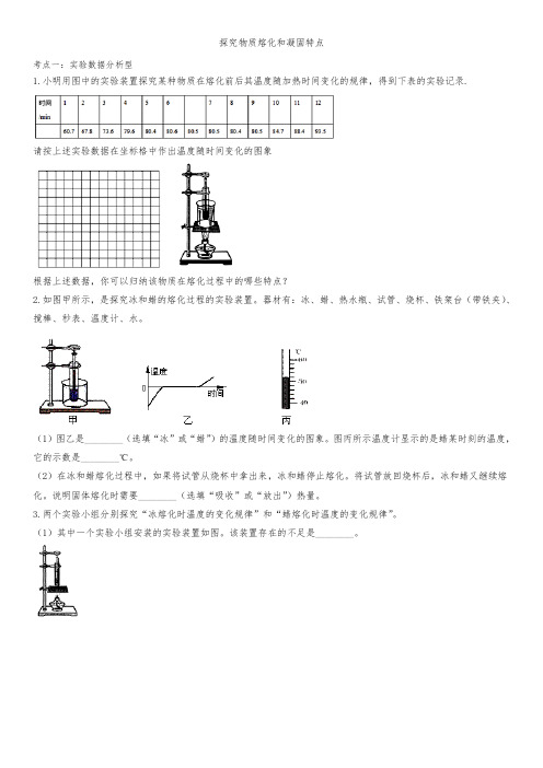 2020届九年级物理中考强化卷：探究物质熔化和凝固特点