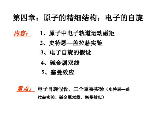 原子物理学第4章 原子的精细结构:电子的自旋