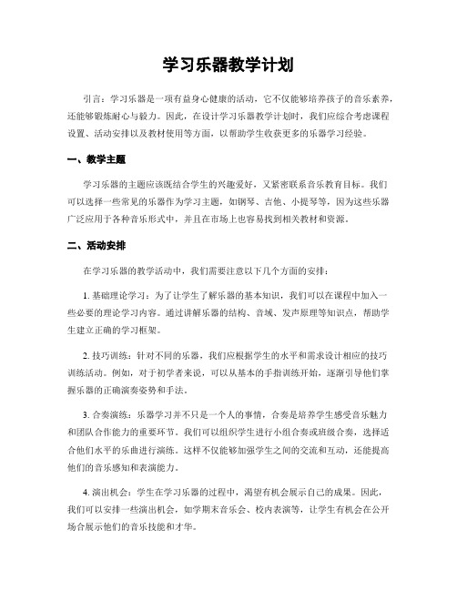 学习乐器教学计划