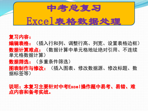 初中《信息技术》中考总复习—Excel操作模块