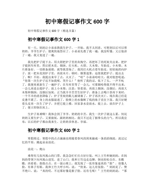 初中寒假记事作文600字