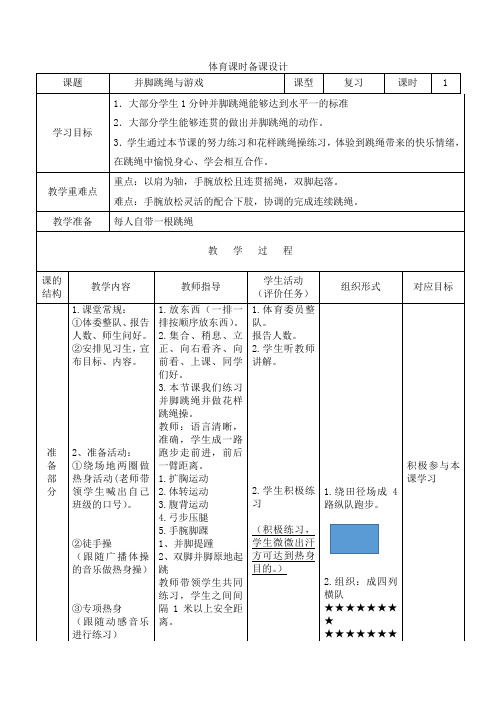 小学体育水平一跳绳复习课