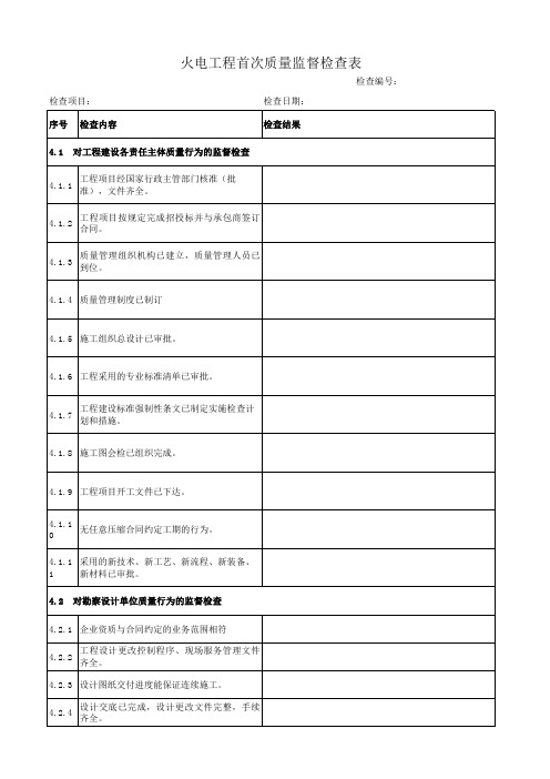 的火力发电工程质量监督检查大纲 检查记录表 部分 