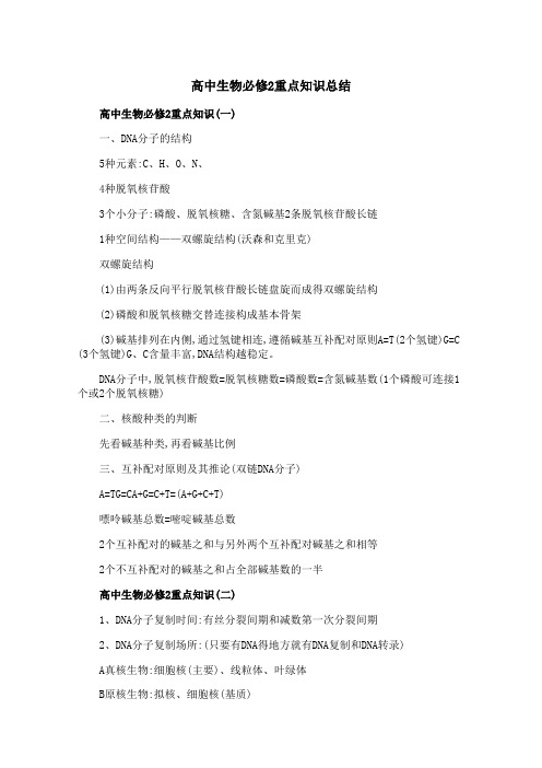 高中生物必修2重点知识总结