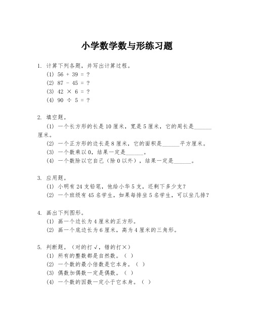 小学数学数与形练习题