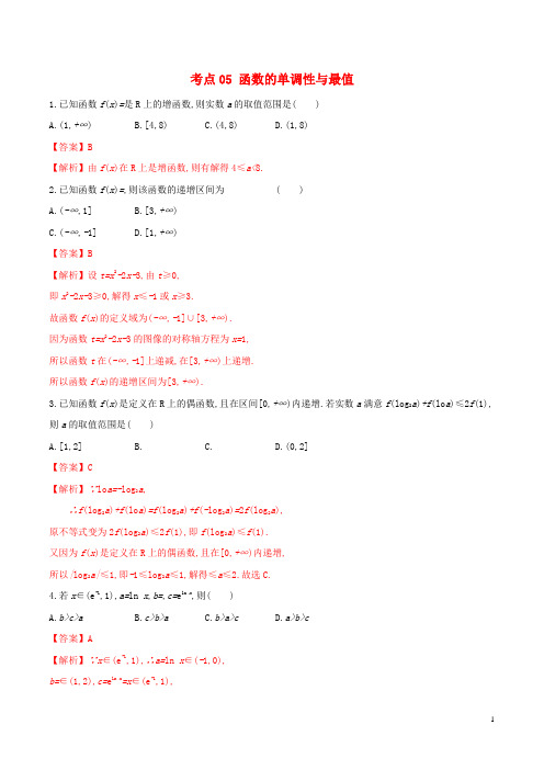 2024年高考数学一轮复习考点05函数的单调性与最值必刷题理含解析