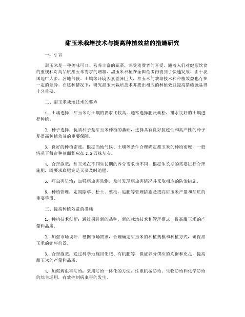 甜玉米栽培技术与提高种植效益的措施研究