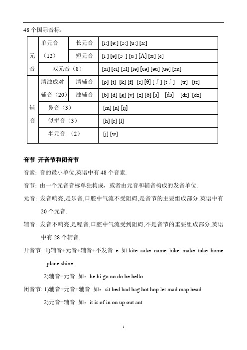 人教版七年级英语上册  音标入门 