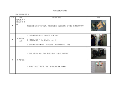 柴油发电机测试规程