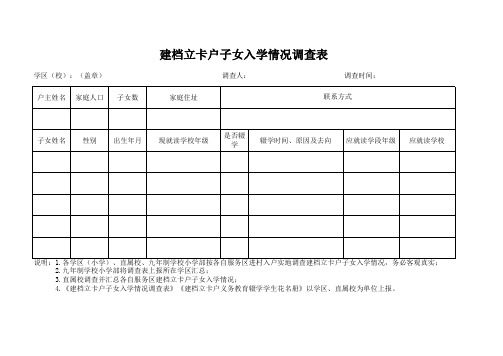 建档立卡户子女入学调查及花名册