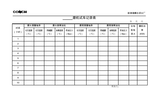 单机试车 运行表格