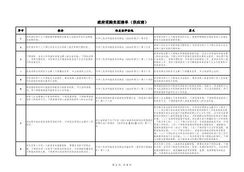 政府采购供应商负面清单及法规条文解释