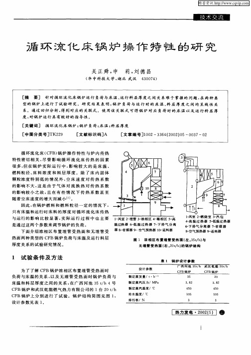 循环流化床锅炉操作特性的研究