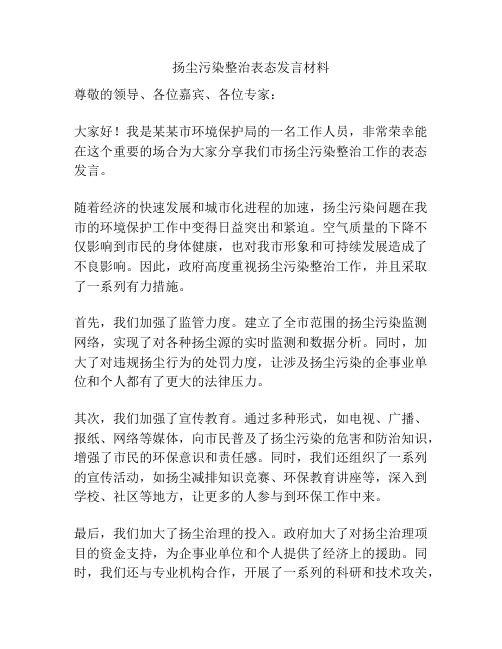 扬尘污染整治表态发言材料