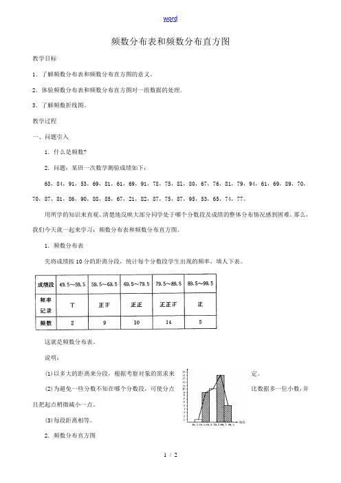 鲁教版九年级数学上册频数分布表和频数分布直方图