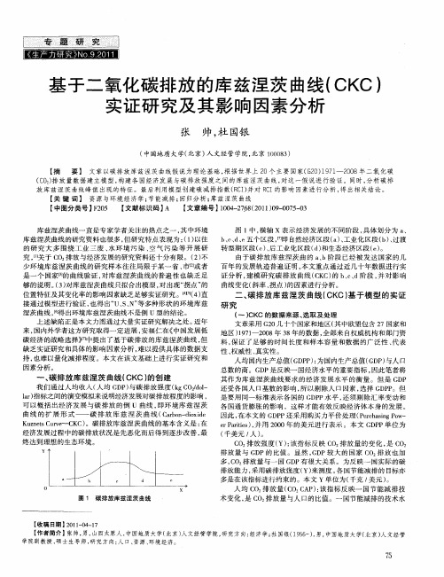 基于二氧化碳排放的库兹涅茨曲线(CKC)实证研究及其影响因素分析