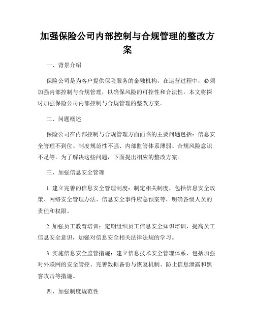 加强保险公司内部控制与合规管理的整改方案