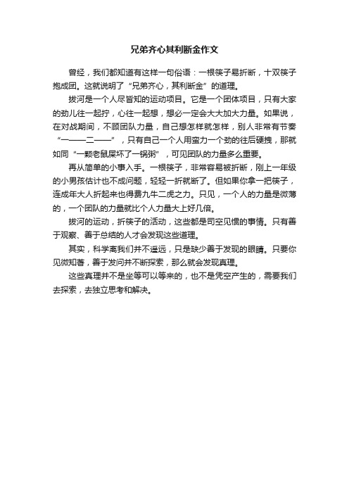 兄弟齐心其利断金作文