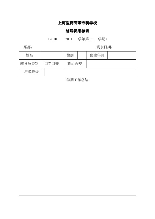 辅导员考核表格-新