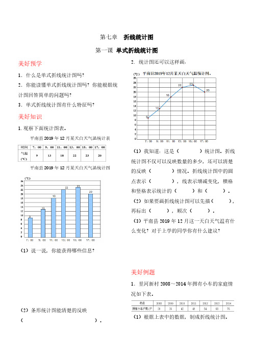 冀教版五下第七单元折线统计图