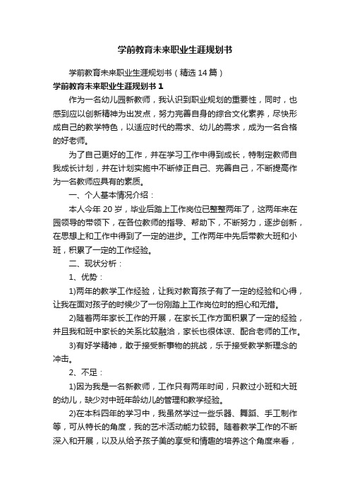 学前教育未来职业生涯规划书