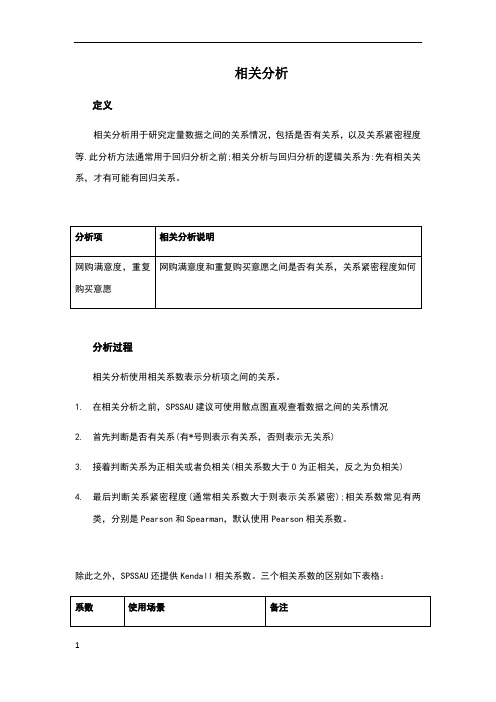 spss相关分析操作过程