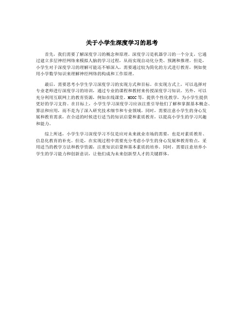 关于小学生深度学习的思考