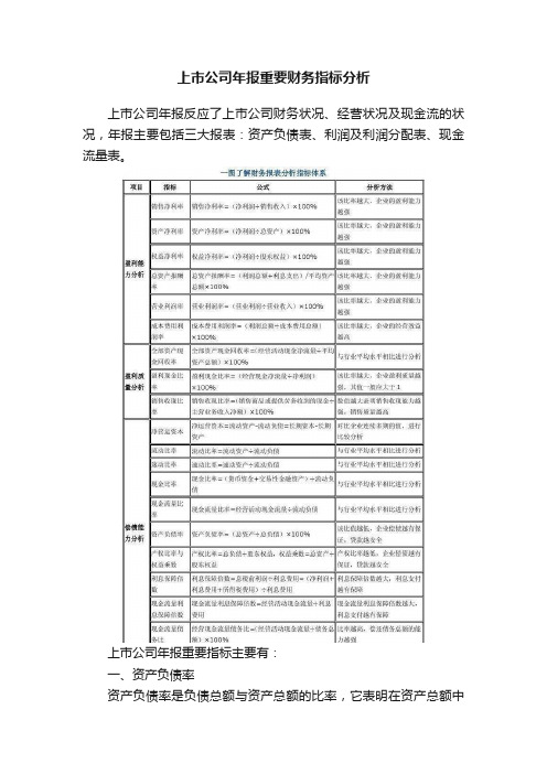 上市公司年报重要财务指标分析