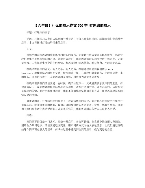 【六年级】什么的启示作文700字 打绳结的启示