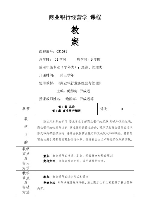 商业银行经营学-商行教案