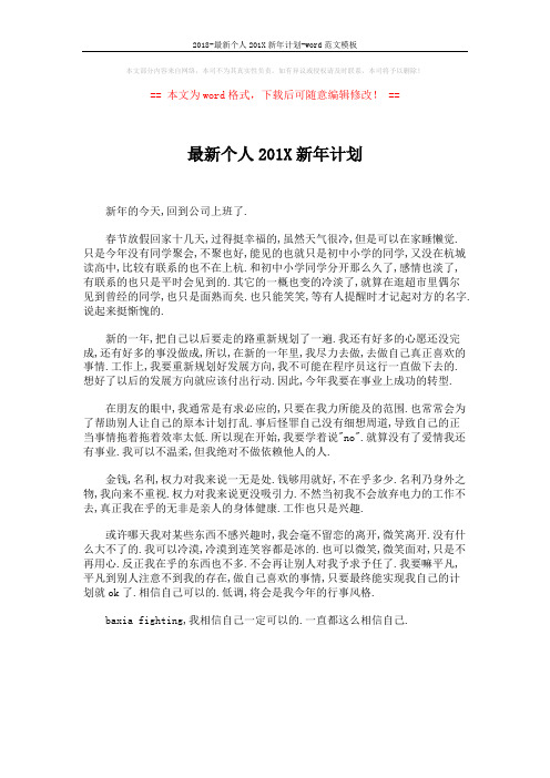 2018-最新个人201X新年计划-word范文模板 (1页)