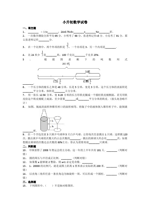 安庆名校小升初数学模拟试题(含答案)