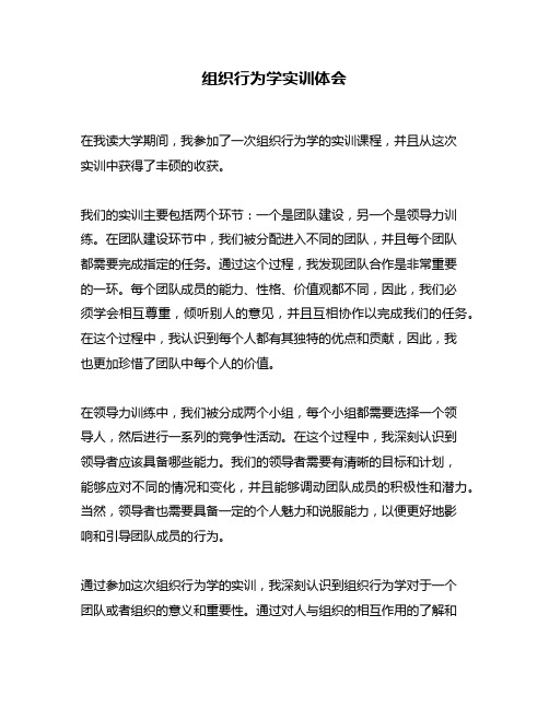 组织行为学实训体会