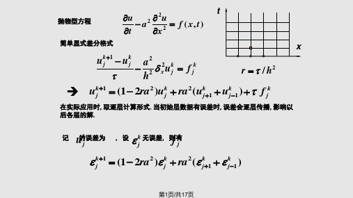 偏微分方程数值解法抛物型方程差分法PPT课件